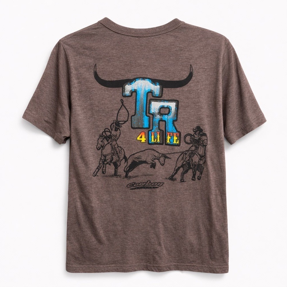 Cowboy‎ Hardware Mens Medium TR 4 Life Team Roping Graphic T-Shirt Brown Heather